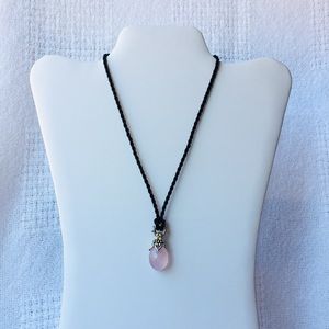 Barbara Bixby Rose Quartz Pendant With Silk Cord Necklace Sterling Silver & 18K